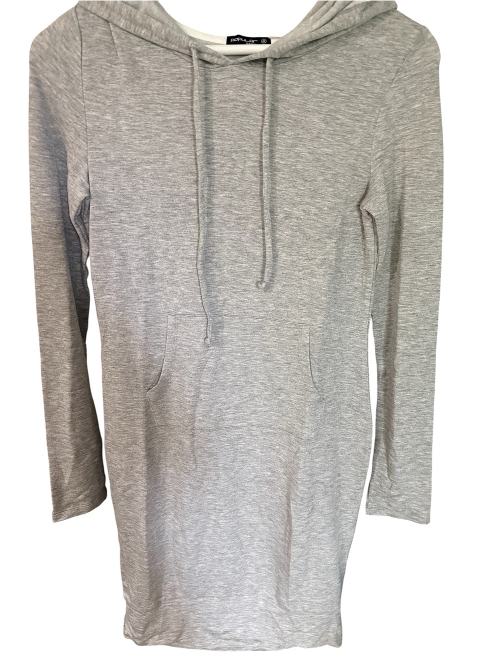 Women’s Light Gray Hoodie Sweatshirt Dress Size M - Picture 2 of 4